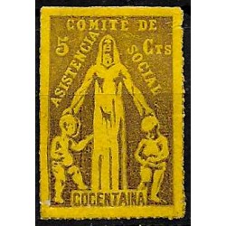Viñeta. Cocentaina. Comité de Asistencia Social. 5 Céntimos (Nuevo, con señal de fijasellos)