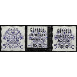 Viñetas. Pro Las Palmas. 5, 10 y 10 Céntimos (Nuevo, con señal de fijasellos)