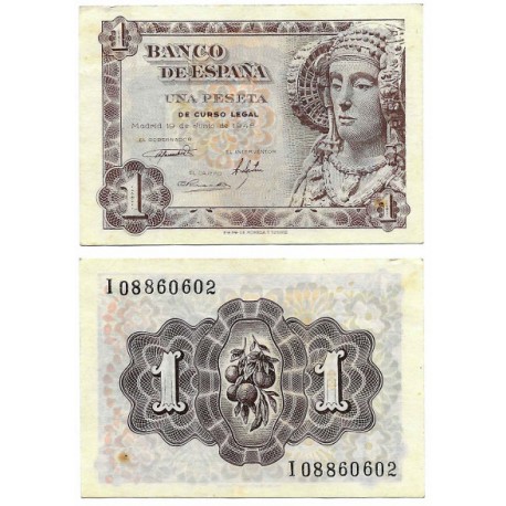 Estado Español. 1948. 1 Peseta (EBC-/MBC+) Serie I, Pequeña mancha