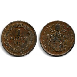 (1345) Ciudad del Vaticano. 1851. 1 Baiocco (MBC)