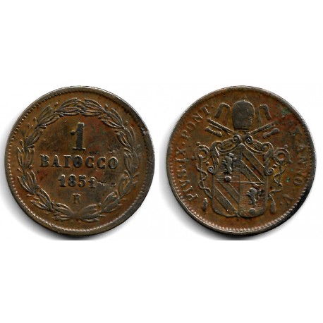 (1345) Ciudad del Vaticano. 1851. 1 Baiocco (MBC)