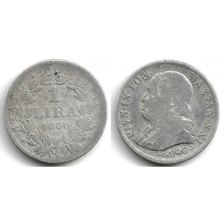 (1378) Ciudad del Vaticano. 1866. 1 Lira (BC) (Plata)