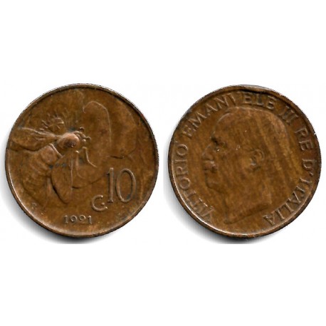 (60) Italia. 1921. 10 Centesimi (MBC+)