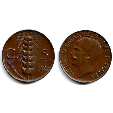 (59) Italia. 1925. 5 Centesimi (MBC)