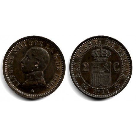 Alfonso XIII. 1911*(11). 2 Céntimos (EBC) Ceca de Madrid PC-V