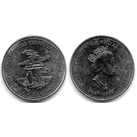 (212) Canadá. 1992. 25 Cents (EBC+)