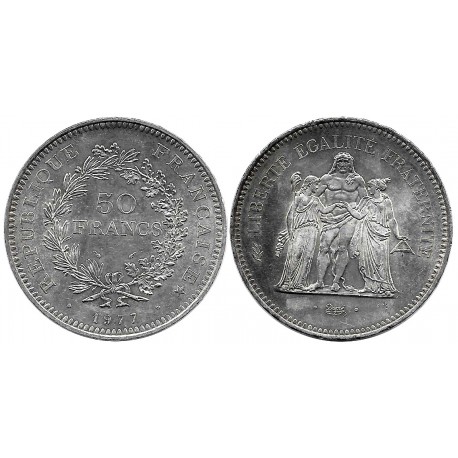 (941.1) Francia. 1977. 50 Francs (EBC+) (Plata)