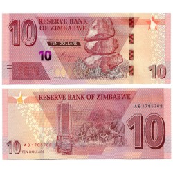 (W103) Zimbabue. 2020. 10 Dollars (SC)