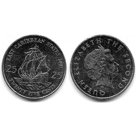 (38) Estados Orientales Caribeños. 2007. 25 Cents (EBC+)