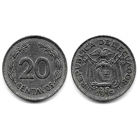 (77.1c) Ecuador. 1959. 20 Centavos (MBC+)