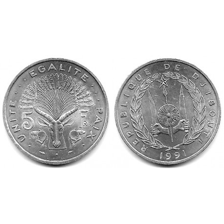 (22) Djibouti. 1991. 5 Francs (SC)