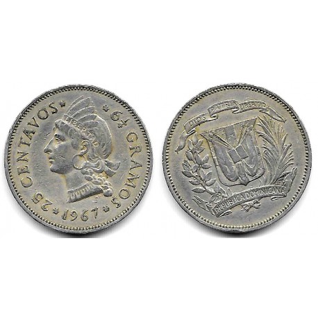 (20a.1) República Dominicana. 1967. 25 Centavos (MBC)