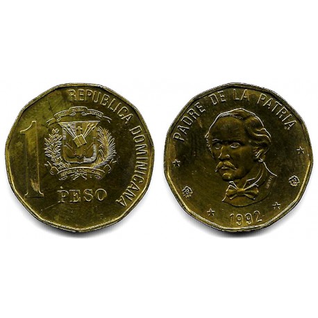 (80.1) República Dominicana. 1992. 1 Peso (EBC)