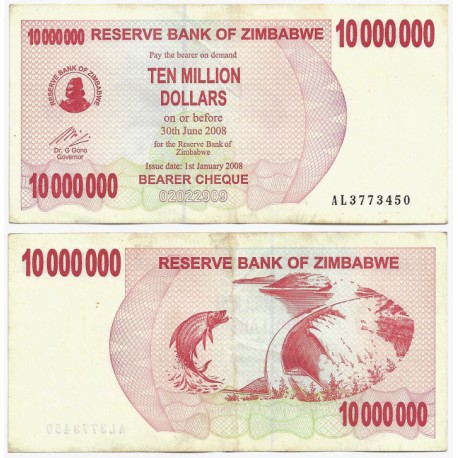 (55a) Zimbabue. 2008. 10 Million Dollars (MBC)