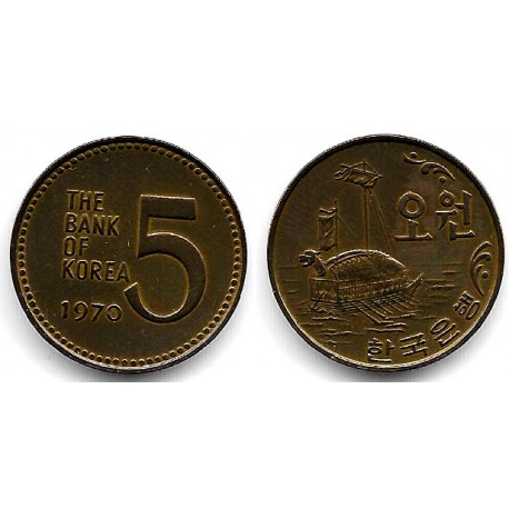 (5) Corea del Sur. 1970. 5 Won (SC)