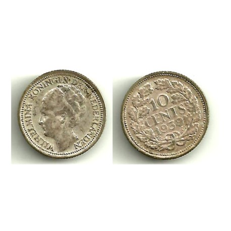 (163) Paises Bajos. 1939. 10 Cents (MBC+) (Plata)