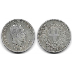 (5a.2) Italia. 1863TBN. 1 Lira (MBC-) (Plata)