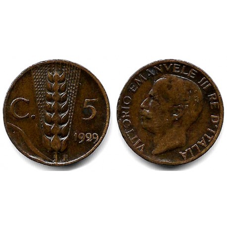 (59) Italia. 1929. 5 Centesimi (MBC-)