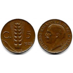 (59) Italia. 1922. 5 Centesimi (MBC)