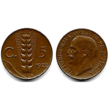 (59) Italia. 1922. 5 Centesimi (MBC)