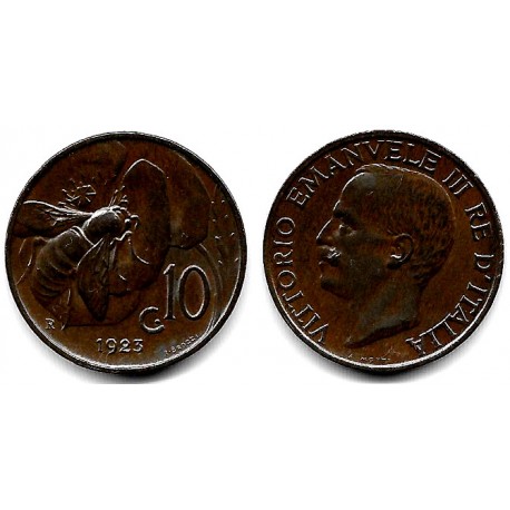(60) Italia. 1923. 10 Centesimi (MBC+)