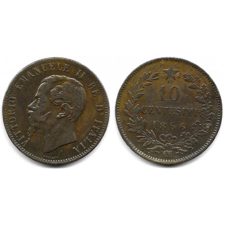 (11.5) Italia. 1866OM. 10 Centesimi (MBC-)