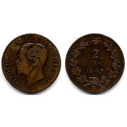 (2.1) Italia. 1867M. 2 Centesimi (BC/BC-)
