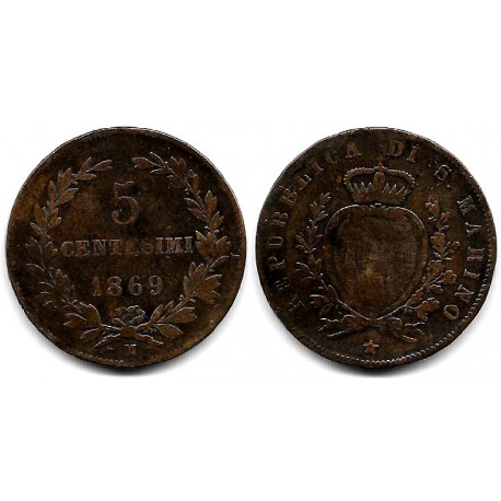 (1) San Marino. 1869. 5 Centesimi (BC/BC+)