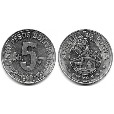 (197) Bolivia. 1980. 5 Pesos (MBC+)