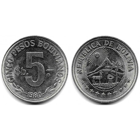 (197) Bolivia. 1980. 5 Pesos (EBC+)