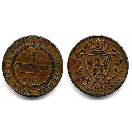 (125.1) Estados Italianos (Cerdeña). 1826. 1 Centesimo (MBC+)