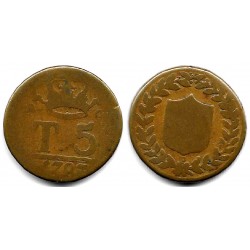 (222) Estados Italianos (Nápoles). 1797. 5 Tornesi (BC-)