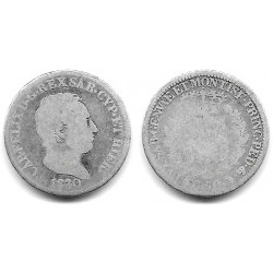 (124) Estados Italianos (Cerdeña). 1830. 50 Centesimi (RC) (Plata)
