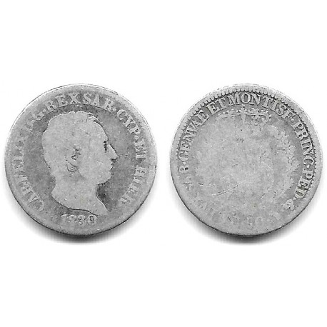 (124) Estados Italianos (Cerdeña). 1830. 50 Centesimi (RC) (Plata)