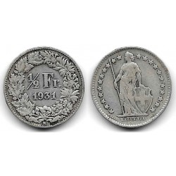 (23) Suiza. 1931. ½ Franc (BC+/BC) (Plata)