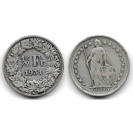 (23) Suiza. 1931. ½ Franc (BC+/BC) (Plata)