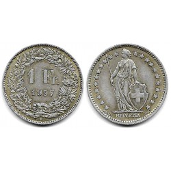 (24) Suiza. 1957. 1 Franc (MBC) (Plata)