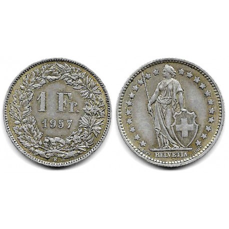 (24) Suiza. 1957. 1 Franc (MBC) (Plata)