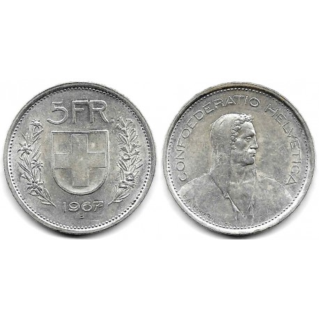 (40) Suiza. 1967(B). 5 Francs (EBC) (Plata)