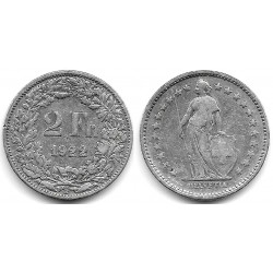 (21) Suiza. 1922. 2 Francs (BC) (Plata)