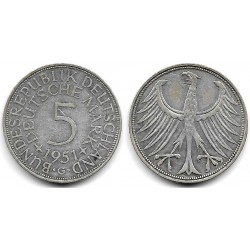 (112.1) Alemania. 1951(G). 5 Mark (MBC) (Plata)