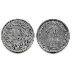 (21) Suiza. 1920. 1 Franc (MBC-) (Plata)