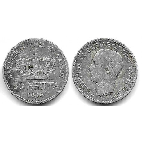 (37) Grecia. 1874. 50 Lepta (BC) (Plata)