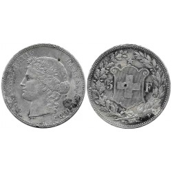 (34) Suiza. 1889. 5 Francs (BC/BC+) (Plata)