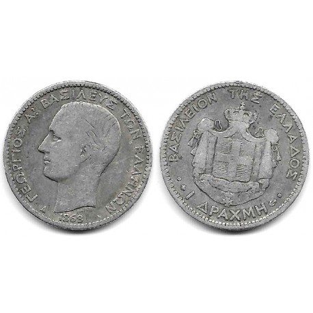 (38) Grecia. 1868A. 1 Drachma (BC) (Plata)