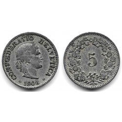 (26) Suiza. 1908. 5 Rappen (BC/BC+)