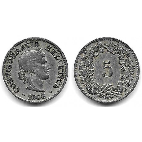 (26) Suiza. 1908. 5 Rappen (BC/BC+)