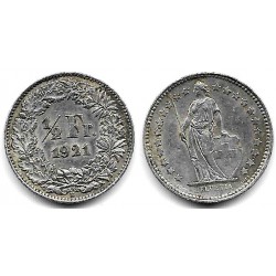 (23) Suiza. 1921. ½ Franc (MBC) (Plata)