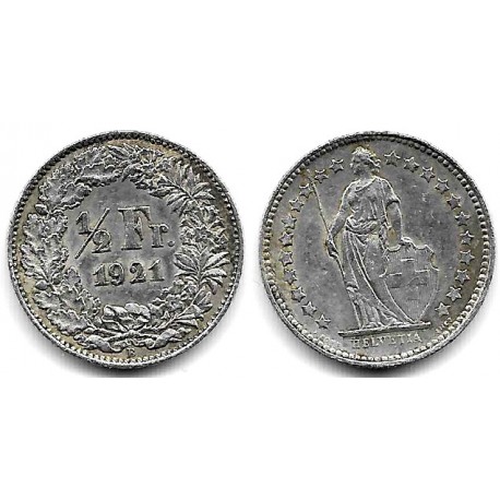 (23) Suiza. 1921. ½ Franc (MBC) (Plata)