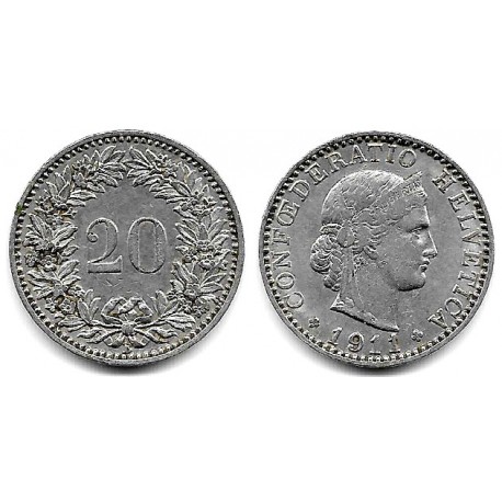 (29) Suiza. 1911. 20 Rappen (MBC)